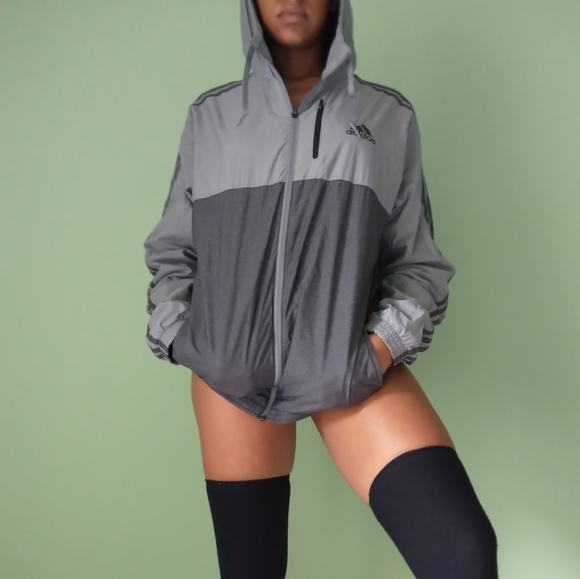 adidas Other - Men's gray Adidas light track jacket with hoodie